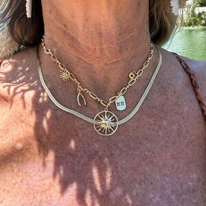 Gold Sun Charm Layered Necklace - Women's Jewelry